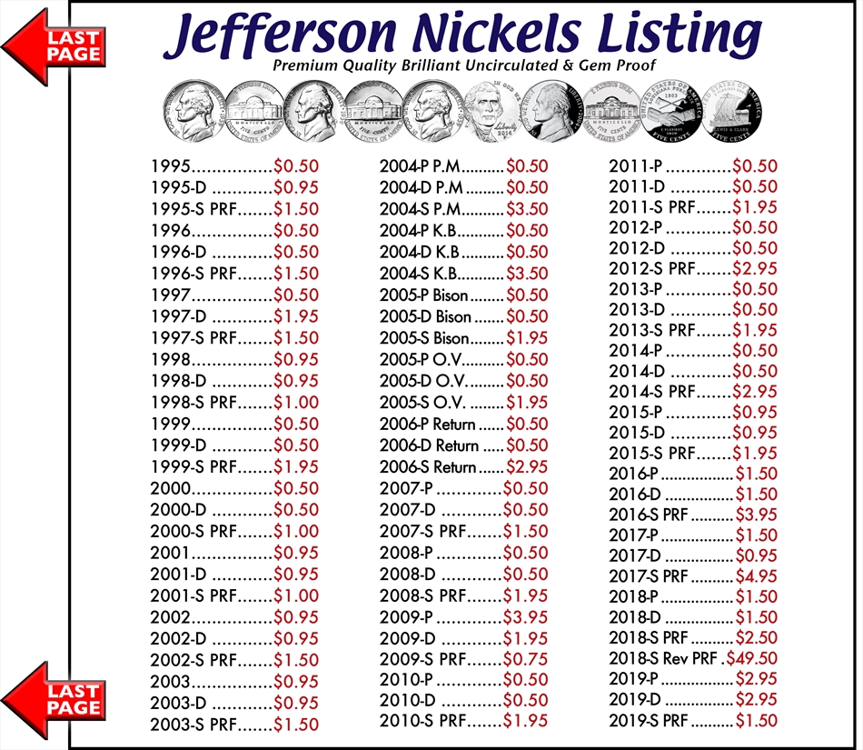 NICKELS Jefferson Nickels Buy Collectible Coins Online Rare US 