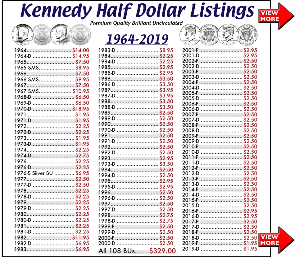 HALF DOLLARS Kennedy Half Dollars Buy Collectible Coins Online, Rare